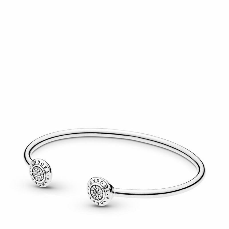 Pandora Signature Bangle Bracelet - Sterling Silver/Cubic Zirconia - Canada | GB7072WD